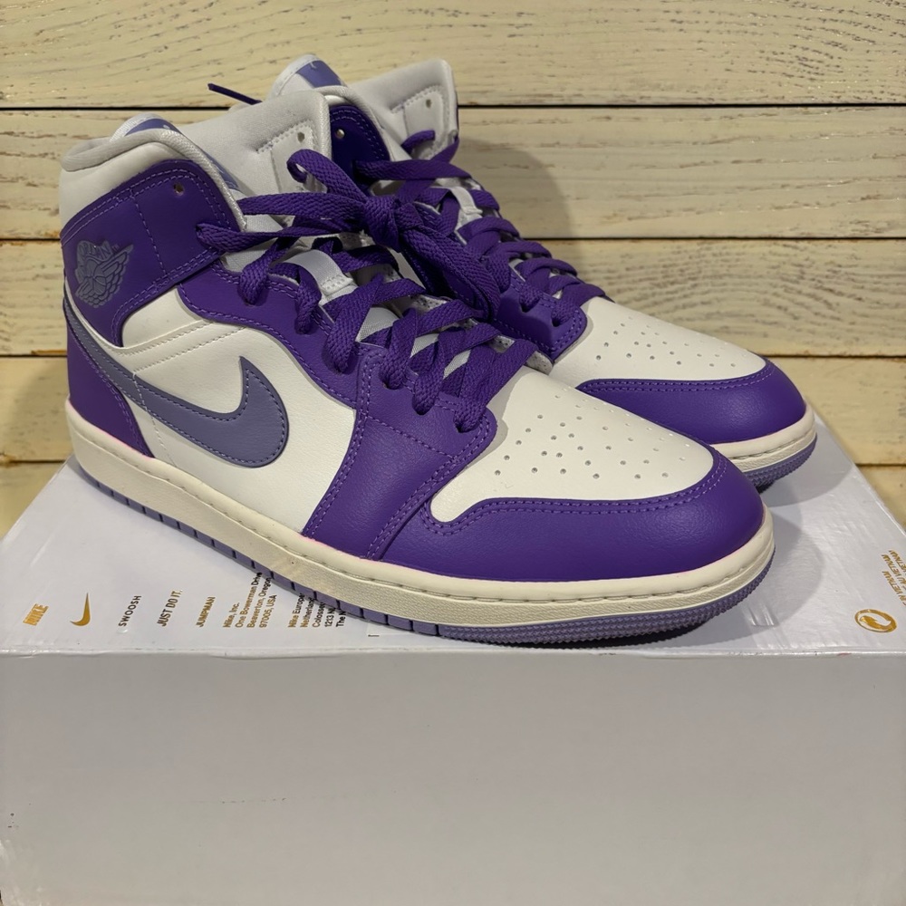 Jordan Women’s High-Top Sneakers in White and Purple
